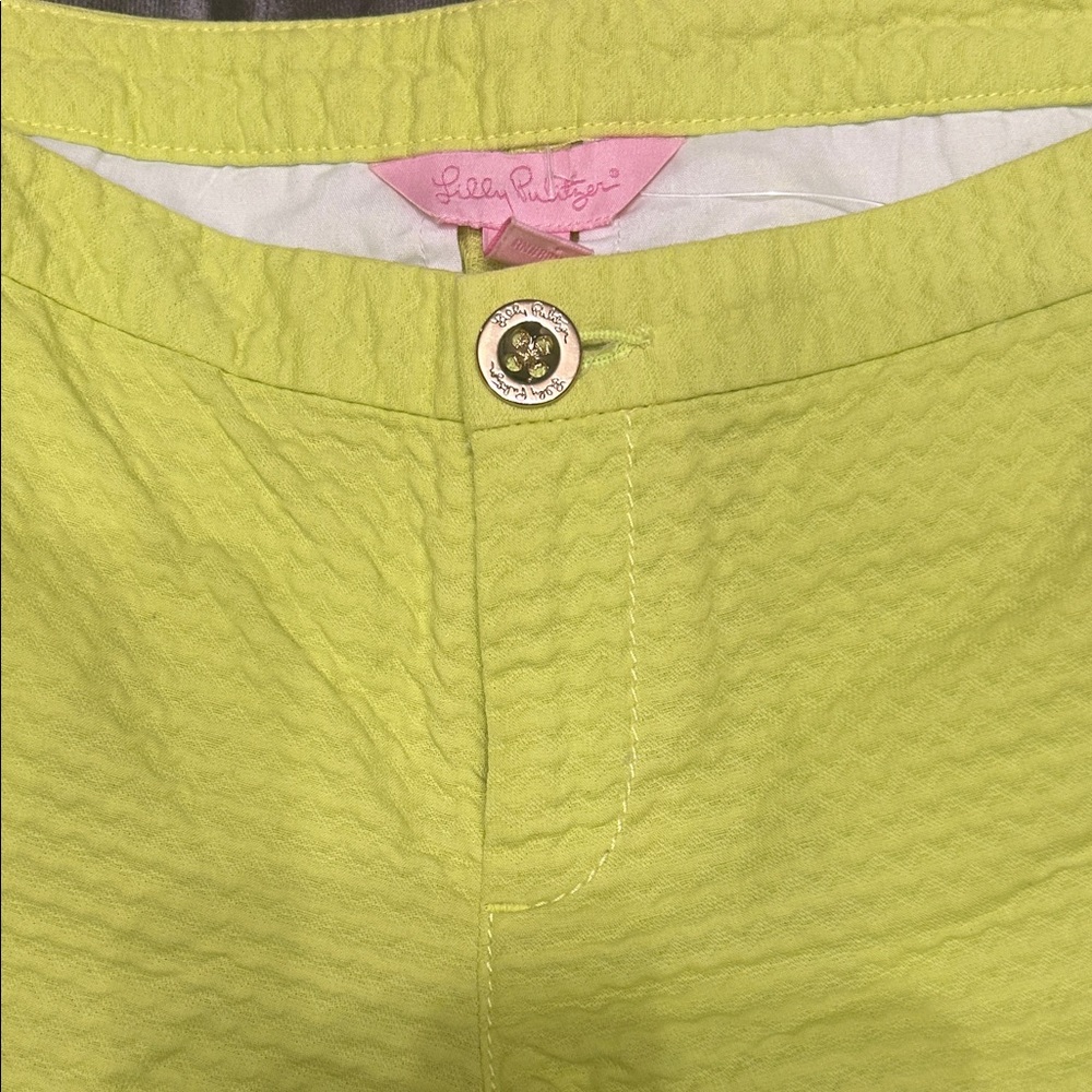 Lilly Pulitzer Neon Lime High-Waist Textured Shorts - Picture 1 of 8